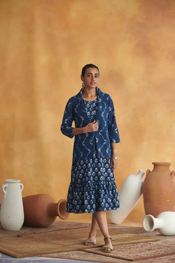 Ekvaa_Indigo_Cotton_Premium_&_Elegant_Printed_Dress_For_Women