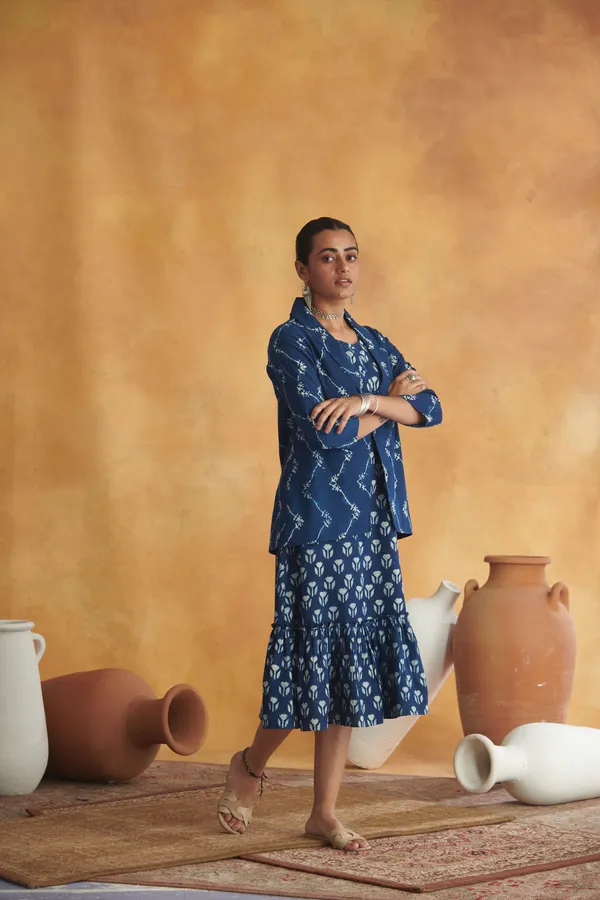 Ekvaa_Indigo_Cotton_Premium_&_Elegant_Printed_Dress_For_Women