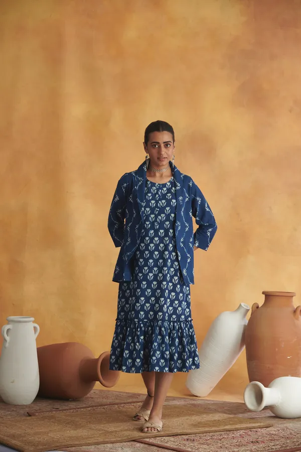 Ekvaa_Indigo_Cotton_Premium_&_Elegant_Printed_Dress_For_Women