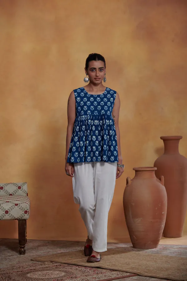 Ekvaa_Indigo_Cotton_Premium_&_Elegant_Printed_Top_For_Women