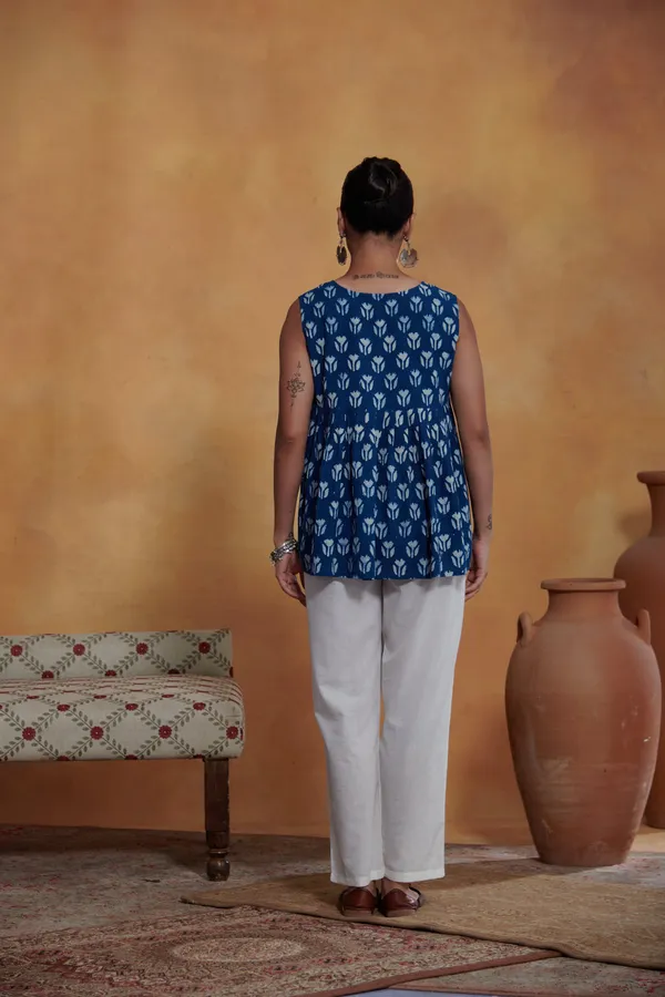 Ekvaa_Indigo_Cotton_Premium_&_Elegant_Printed_Top_For_Women