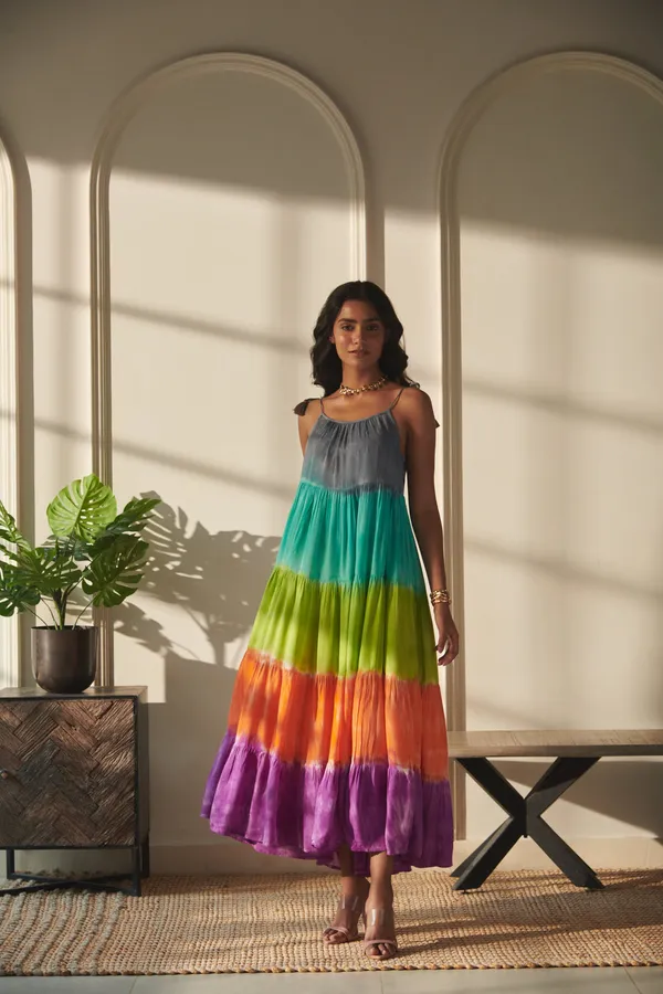 Ekvaa_Multicolor_Rayon_Premium_&_Elegant_Color_Block_Tie_And_Dye_Tired_Dress_For_Women