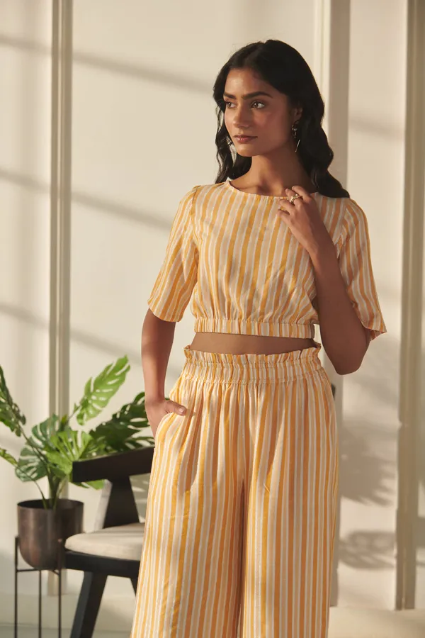 Ekvaa_Mustard_Yellow_Rayon_Lurix_Premium_&_Elegant_Striped_Co-Ord_Set_For_Women