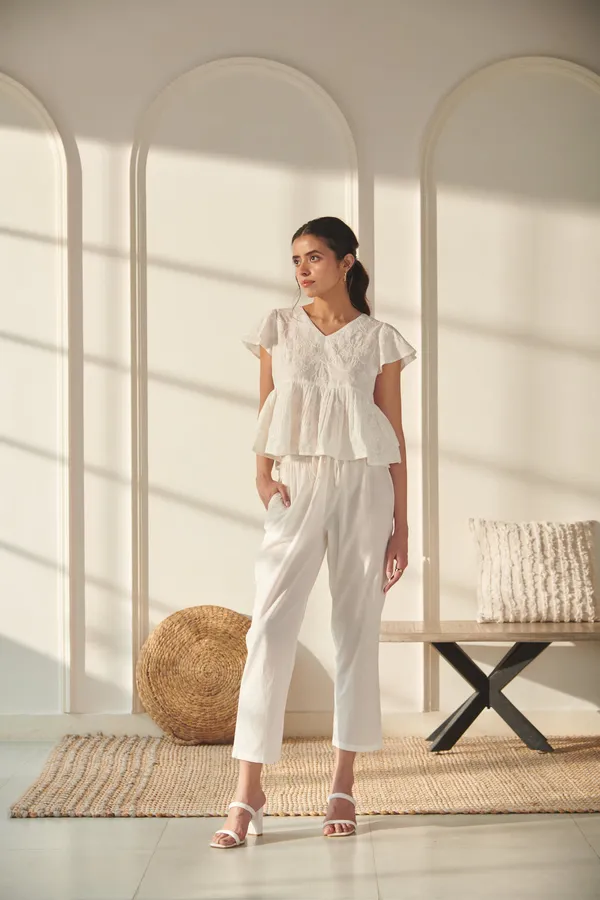 White_Cotton_Premium_&_Elegant_Solid_Co-Ord_Set_For_Women