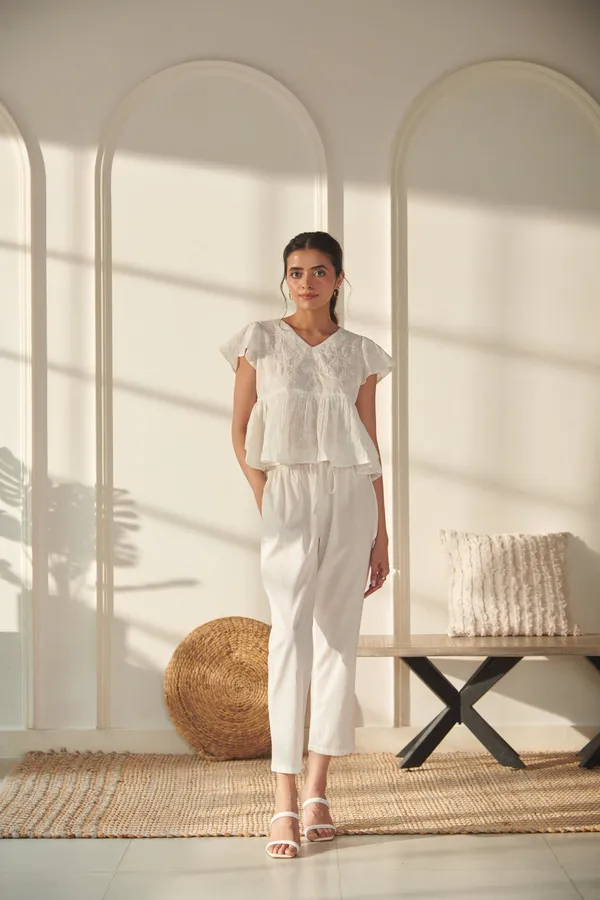 White_Cotton_Premium_&_Elegant_Solid_Co-Ord_Set_For_Women