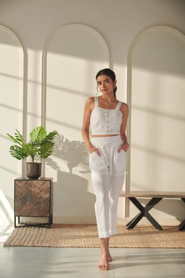White_Cotton_Premium_&_Elegant_Solid_Co-Ord_Set_For_Women