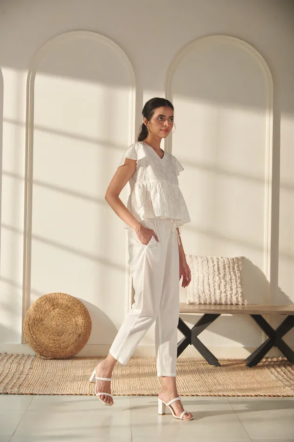 White_Cotton_Premium_&_Elegant_Solid_Co-Ord_Set_For_Women