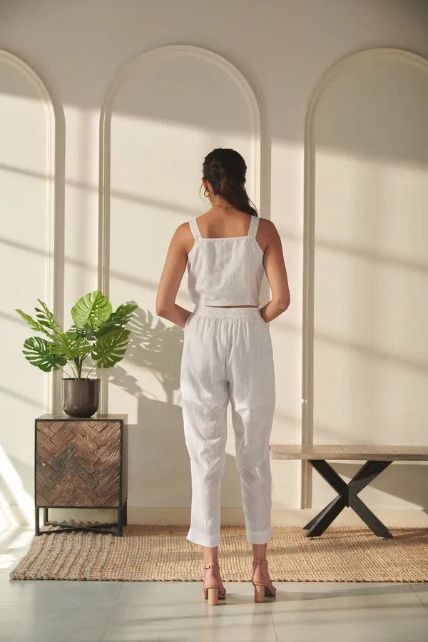White_Cotton_Premium_&_Elegant_Solid_Co-Ord_Set_For_Women