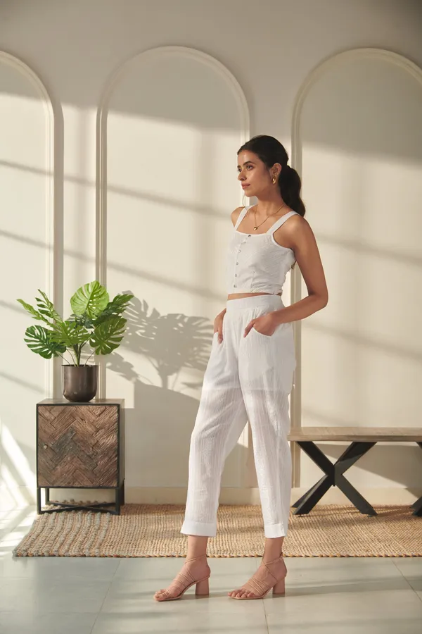 White_Cotton_Premium_&_Elegant_Solid_Co-Ord_Set_For_Women