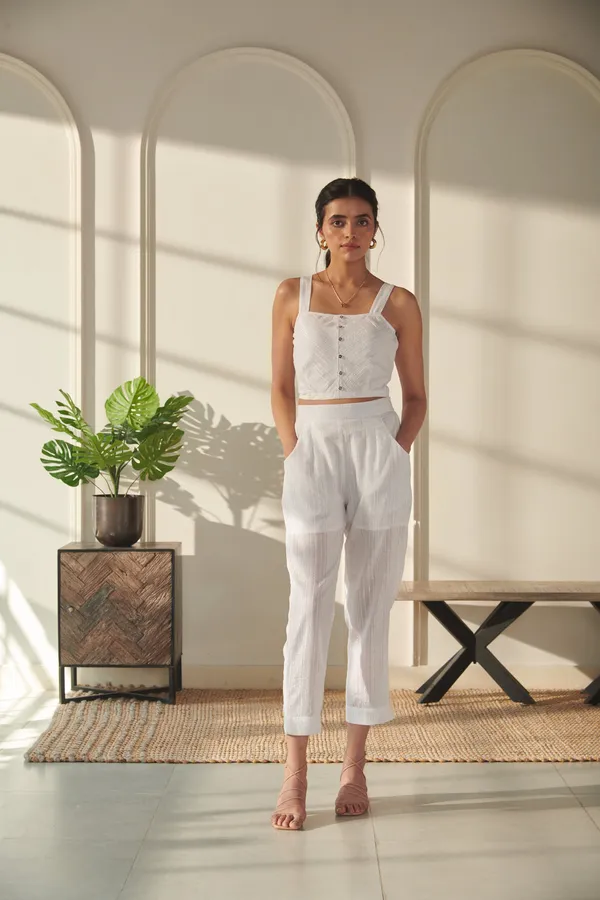 White_Cotton_Premium_&_Elegant_Solid_Co-Ord_Set_For_Women