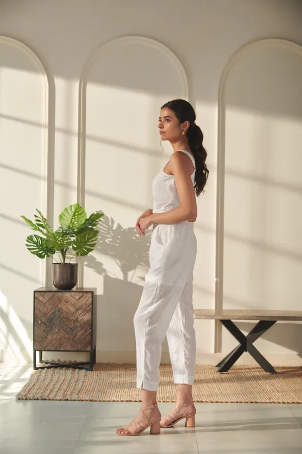 White_Cotton_Premium_&_Elegant_Solid_Co-Ord_Set_For_Women