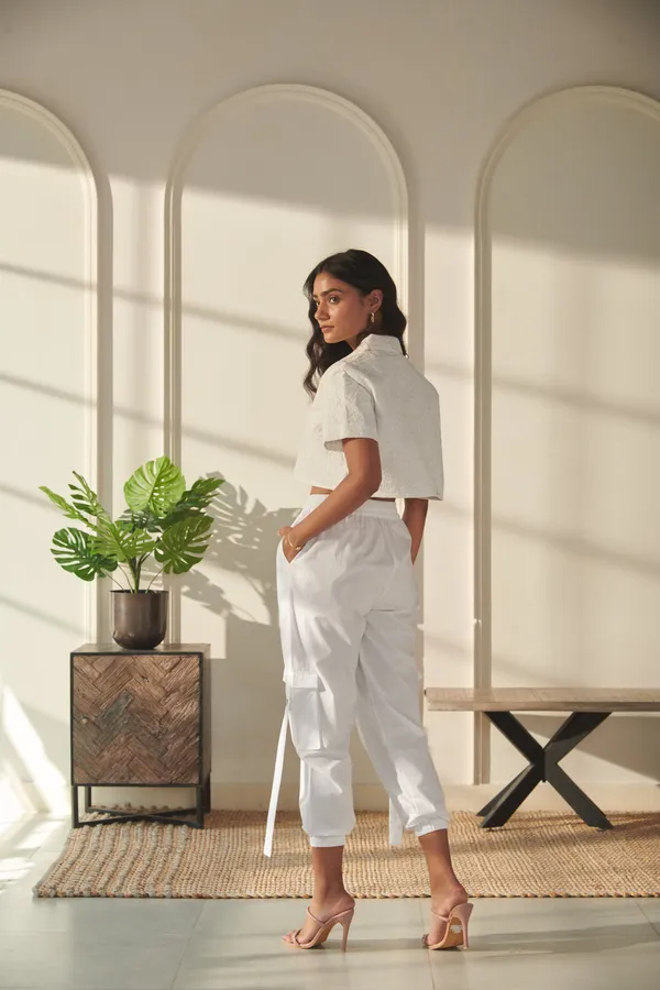 Ekvaa_White_Cotton_Premium_&_Elegant_Solid_Embroidered_Top_And_Cargo_Pant_Co-Ord_Set_For_Women