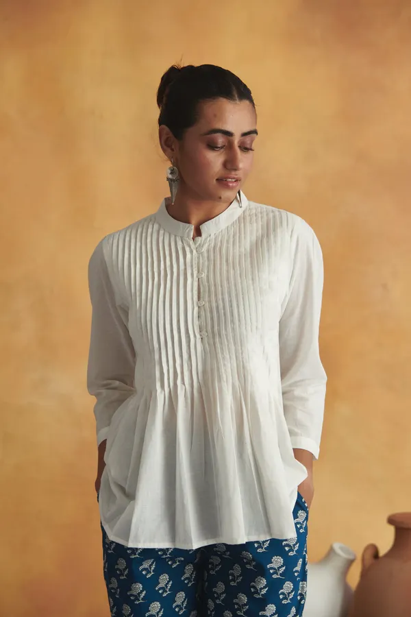Ekvaa_White_Tunic_And_Indigo_Pant_Cotton_Premium_&_Elegant_Co-Ord_Set