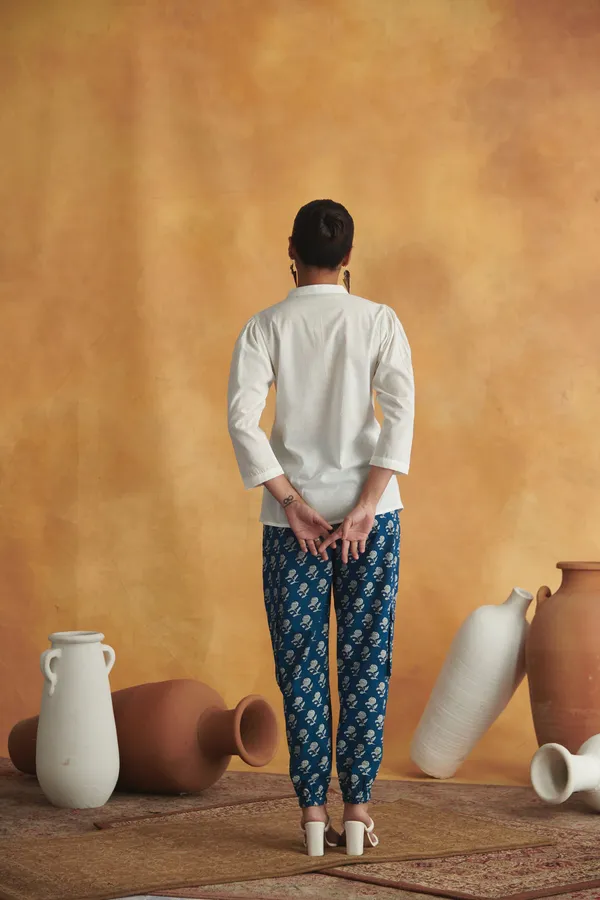 Ekvaa_White_Tunic_And_Indigo_Pant_Cotton_Premium_&_Elegant_Co-Ord_Set