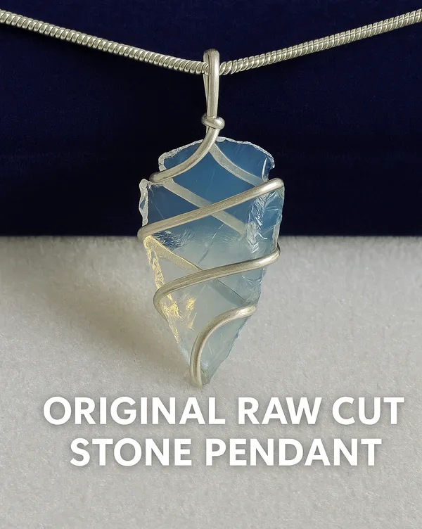 Blue_Raw_Opalite_Arrowhead_Pendant_Plated_Wire_Wrapped_Crystal_Necklace