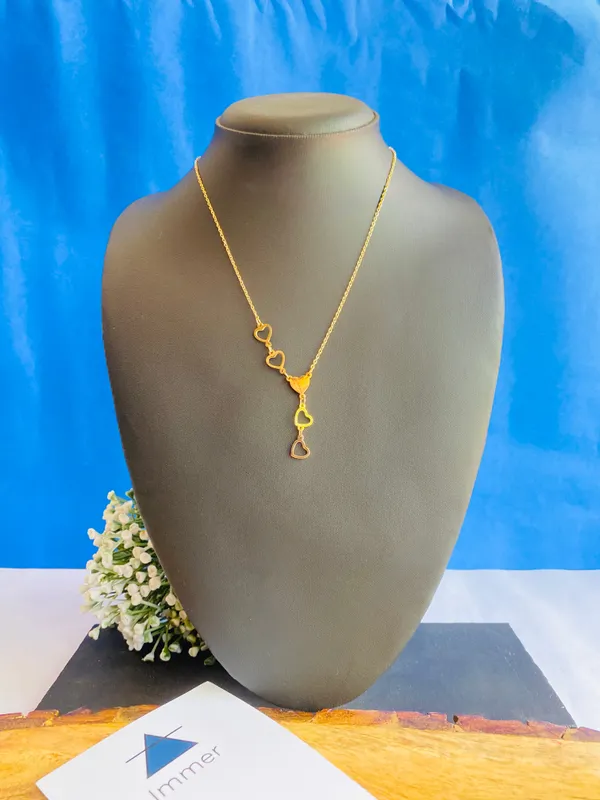 Gold_Linked_Hearts_Drop_18K_Gold_Plated_Chain_Demi-Fine_&_Anti_Tarnish_Necklace