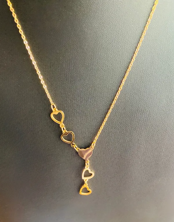 Gold_Linked_Hearts_Drop_18K_Gold_Plated_Chain_Demi-Fine_&_Anti_Tarnish_Necklace