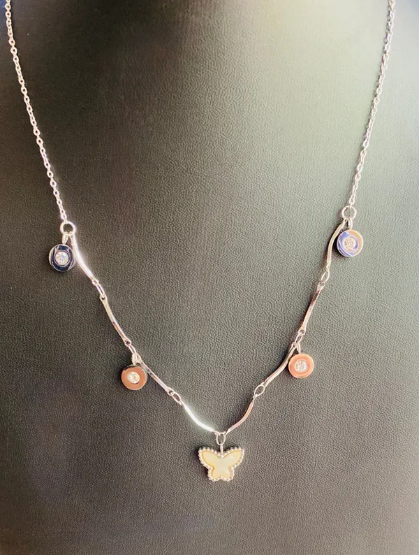 Silver_Butterfly_Charm_With_Discs_&_American_Diamonds_Studded_Demi-Fine_Necklace