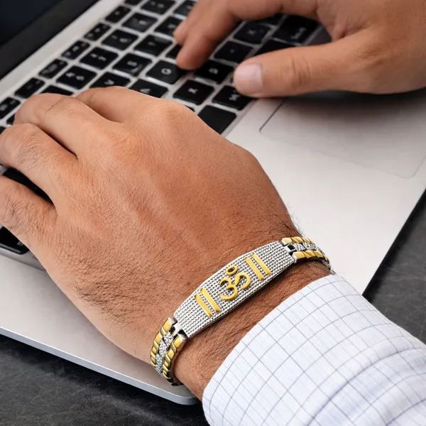 OM_Bracelet_for_Men_in_Curve_|_Dual_Tone_Stainless_Steel_Bracelet_|_18K_Gold_Plated__|_Religious_Spiritual_Bracelet