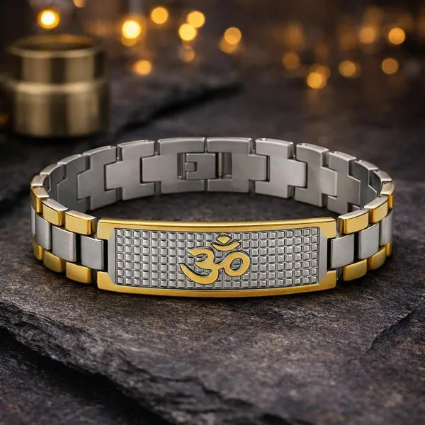 Silver_Stainless_Steel_18K_Plating_Anti-Tarnish_Om_Engraved_Dual_Tone_Bracelet