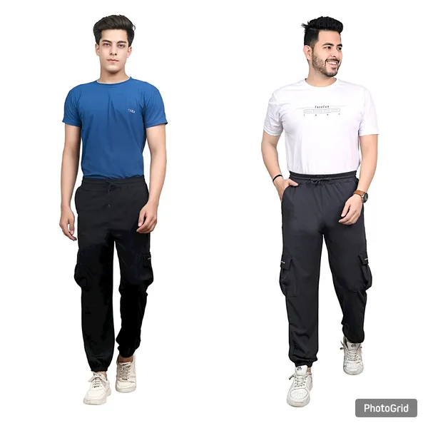 Dark_Grey_&_Black_Lycra_220_Cargo_Track_Pant_For_Men_(Pack_Of_2)