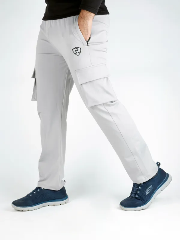 Light_Grey_Lycra_220_Cargo_Track_Pant_For_Men
