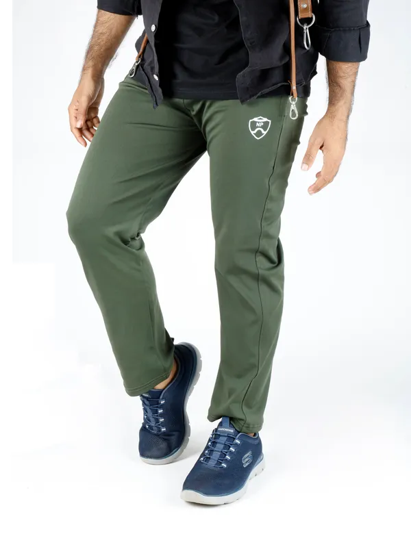 Olive_Lycra_220_Plain_Track_Pant_For_Men