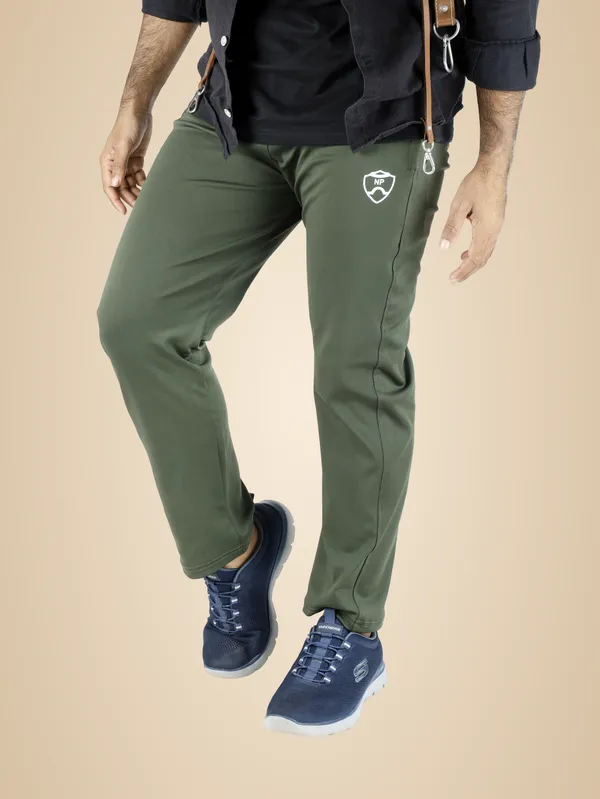 Olive_Lycra_220_Plain_Track_Pant_For_Men