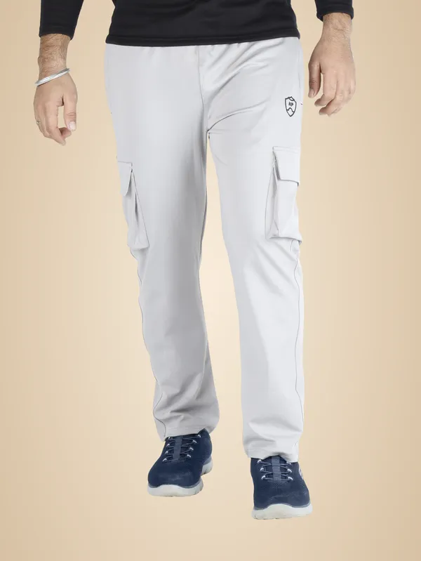 Light_Grey_Lycra_220_Cargo_Track_Pant_For_Men