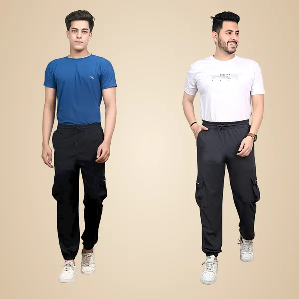 Dark_Grey_&_Black_Lycra_220_Cargo_Track_Pant_For_Men_(Pack_Of_2)