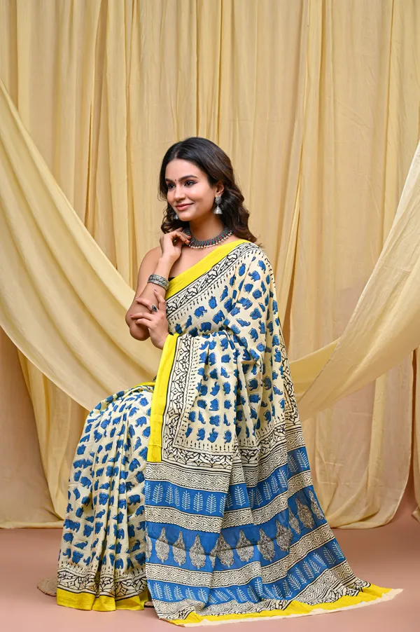 Cream_Blue_Mulmul_Cotton_Saree_for_Women_With_Blouse_Piece_|_Soft_Cotton_Sari_for_Women_(Hathi_Print)
