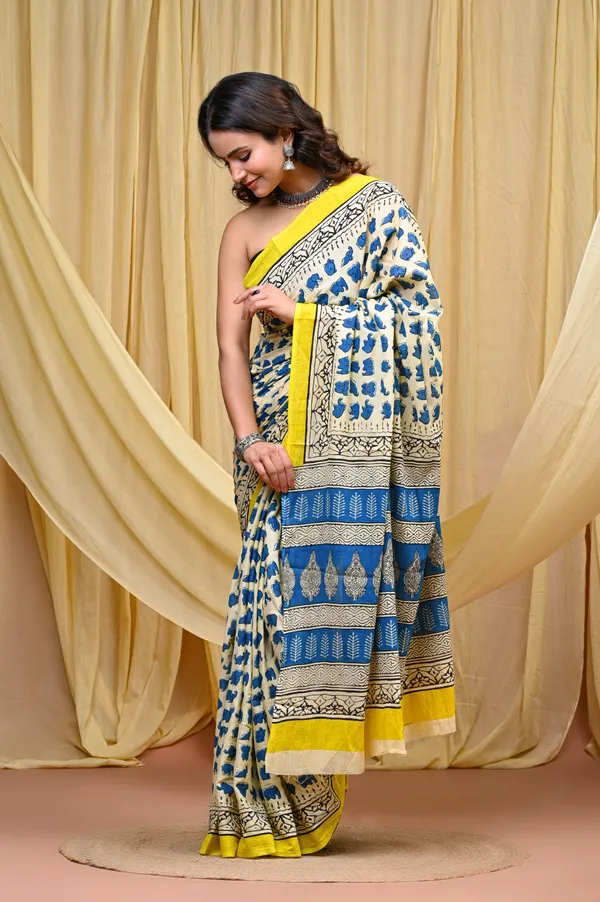 Cream_Blue_Mulmul_Cotton_Saree_for_Women_With_Blouse_Piece_|_Soft_Cotton_Sari_for_Women_(Hathi_Print)