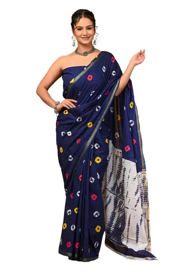 Blue_Cotton_Block_Prints_Saree_For_Women