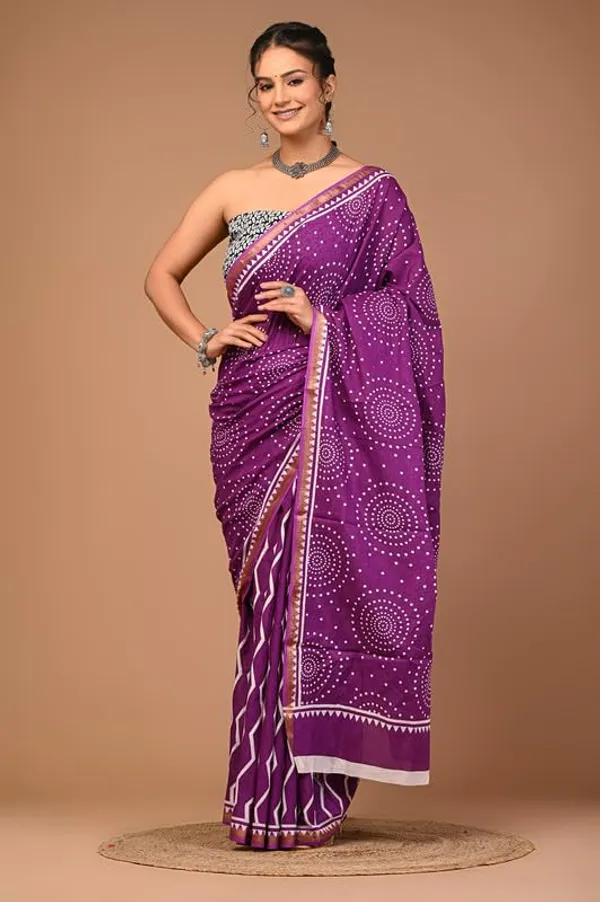 Purple_Cotton_Block_Prints_Saree_For_Women