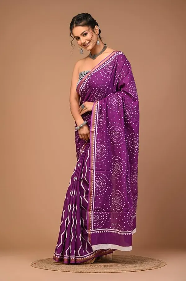 Purple_Cotton_Block_Prints_Saree_For_Women