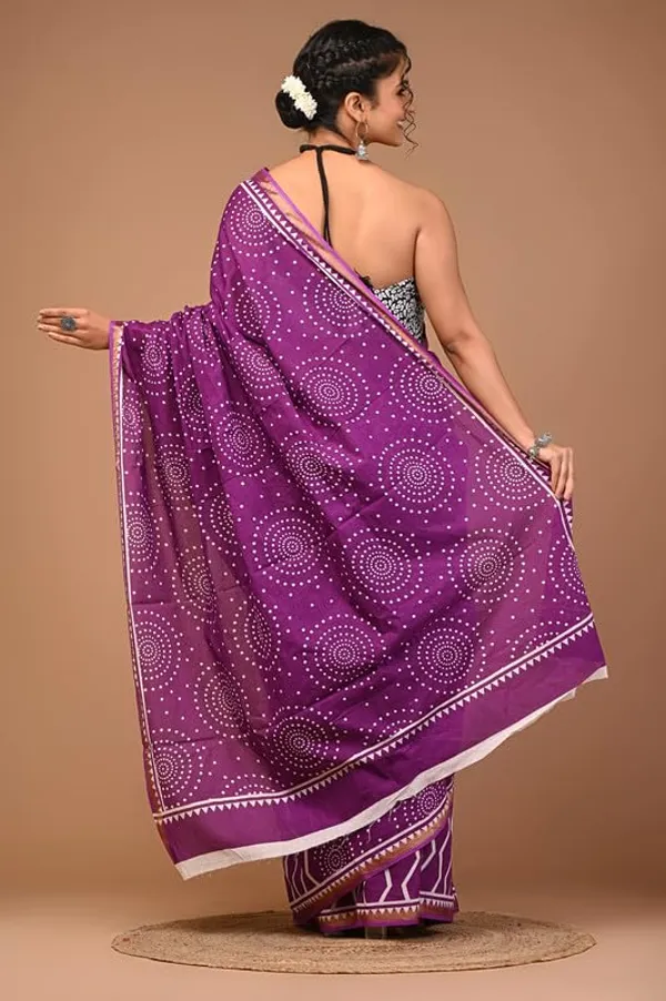 Purple_Cotton_Block_Prints_Saree_For_Women