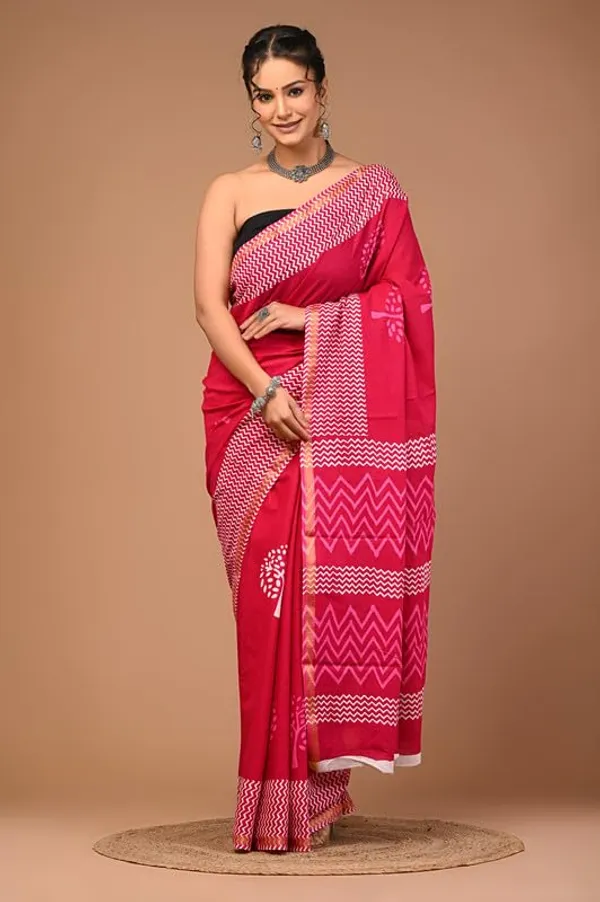 Pink_Cotton_Block_Prints_Saree_For_Women