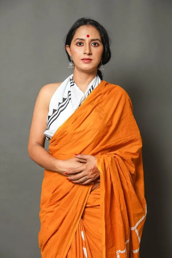 Musturd_Cotton_Block_Prints_Saree_For_Women