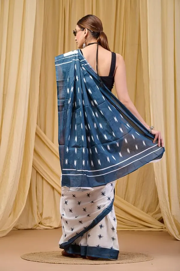 White1_Cotton_Stars_Saree_For_Women