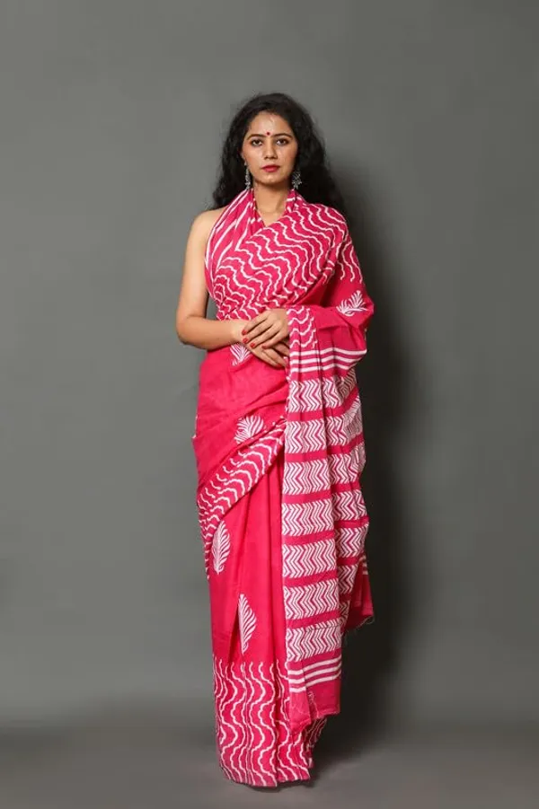 Pink_Cotton_Block_Prints_Saree_For_Women