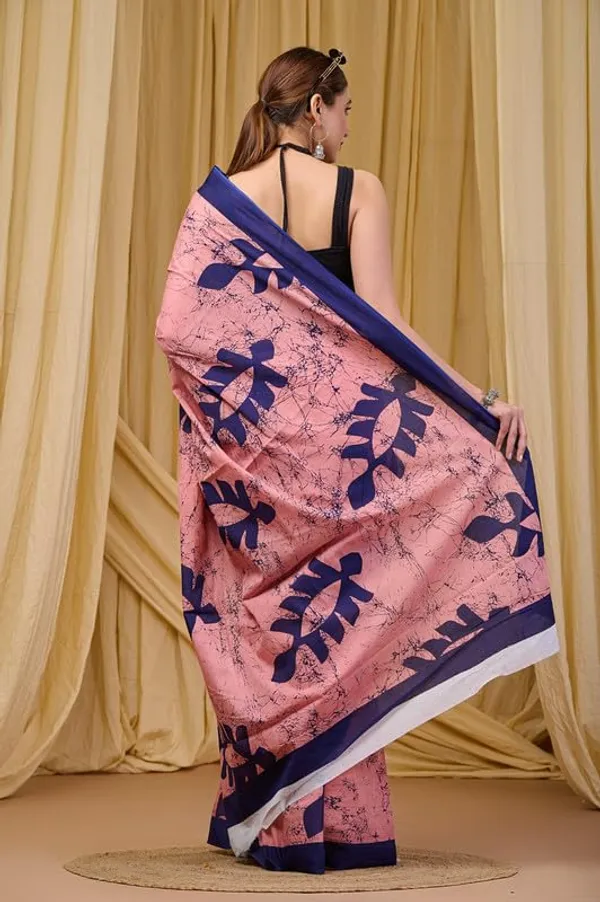Peach_Cotton_Geometric_Saree_For_Women