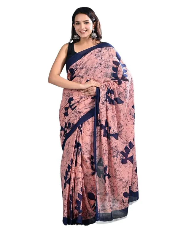 Peach_Cotton_Abstract_Saree_For_Women