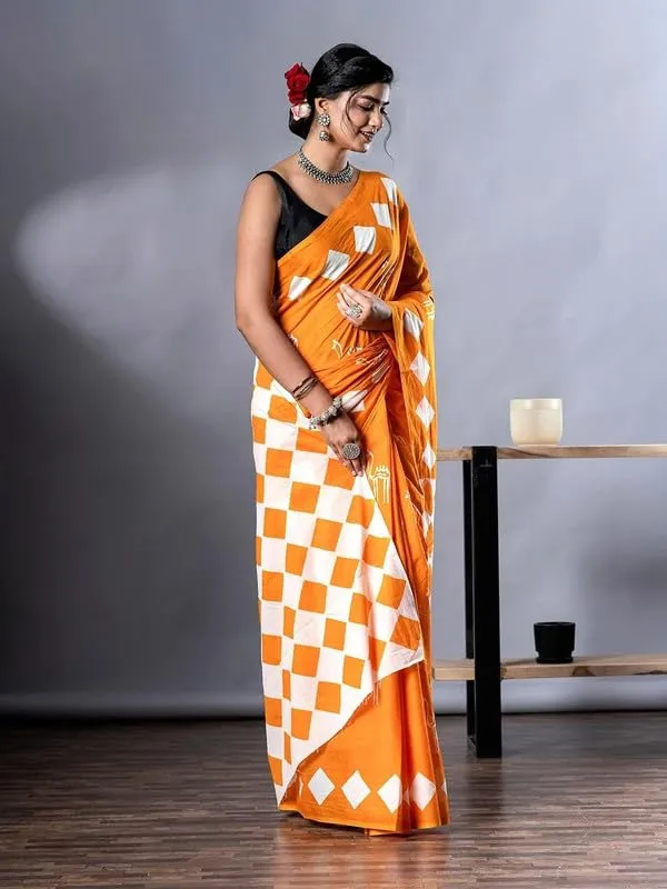 Mustard_Cotton_Block_Prints_Saree_For_Women