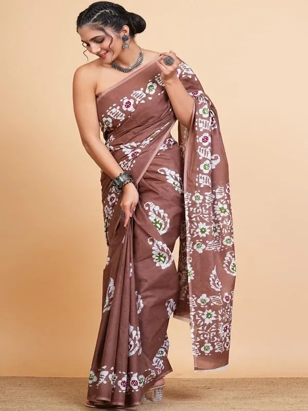 Beige_Cotton_Block_Prints_Saree_For_Women