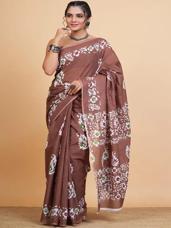 Beige_Cotton_Block_Prints_Saree_For_Women