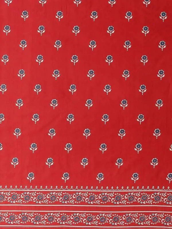 Red_Cotton_Block_Prints_Saree_For_Women