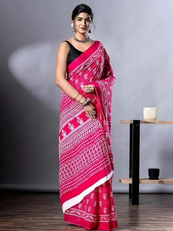 Pink_Cotton_Block_Prints_Saree_For_Women