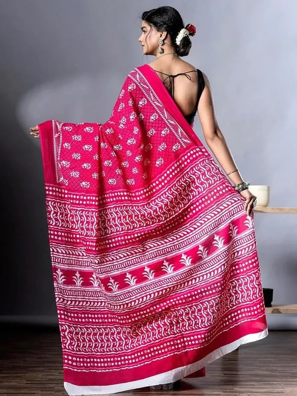 Pink_Cotton_Block_Prints_Saree_For_Women
