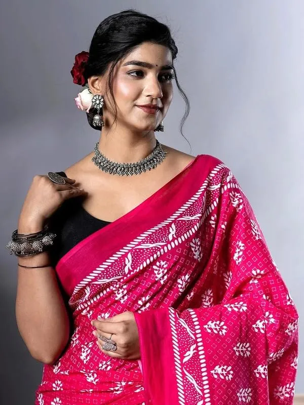 Pink_Cotton_Block_Prints_Saree_For_Women