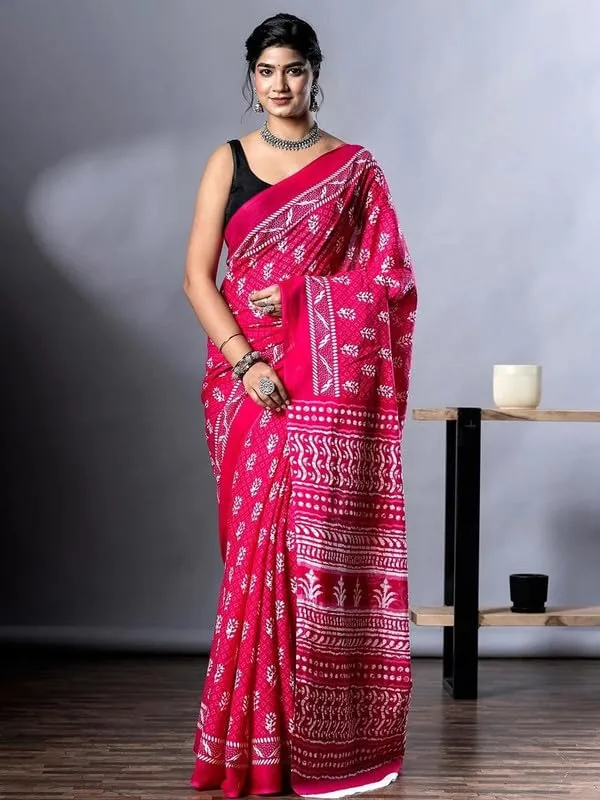 Pink_Cotton_Block_Prints_Saree_For_Women